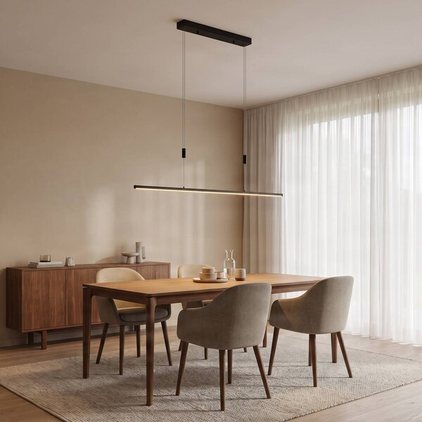 Lampada LED a sospensione Lucande Stakato, 120 cm, 6 luci, dimmerabile Stakato Lucande,, Nero, Soggiorno / Sala da pranzo, Metallo, Moderno