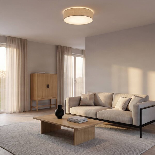 Plafoniera soffitto Leano Eko-Light, dimmerabile, Alluminio / Grigio / Zincato, Soggiorno / Sala da pranzo, Tessuto / Stoffa / Seta, Moderno, Plafoniera