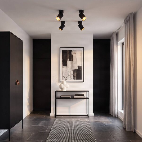 Arcchio faretto Brinja, set di 4, nero, rotondo, Ø 6 cm, GU10 Brinja Arcchio, dimmerabile, Nero, Corridoio, Alluminio, Moderno, Faretto