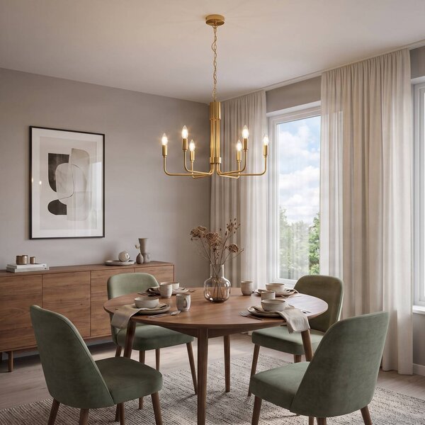 Lampadario a soffitto Elanova Lindby, dimmerabile, Ottone / Oro, Soggiorno / Sala da pranzo, Metallo, Antico, Lampadario