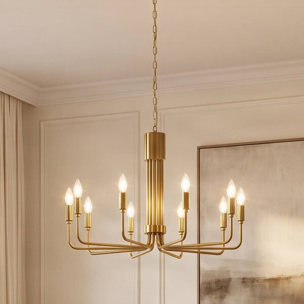 Lampadario a soffitto Elanova Lindby, dimmerabile, Ottone / Oro, Soggiorno / Sala da pranzo, Metallo, Antico, Lampadario