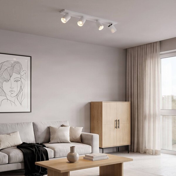 Arcchio faretto Brinja, bianco, angolare, Ø 7 cm, 4 luci, GU10 Brinja Arcchio, dimmerabile, Bianco / Opale, Soggiorno / Sala da pranzo, Alluminio, Moderno, Faretto