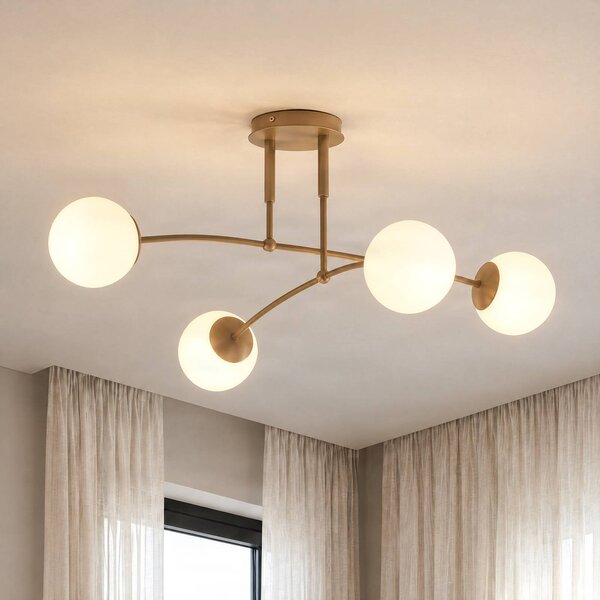 Plafoniera soffitto Pregos EMIBIG LIGHTING, dimmerabile, Crema / Ambra, Soggiorno / Sala da pranzo, Metallo, Moderno, Plafoniera