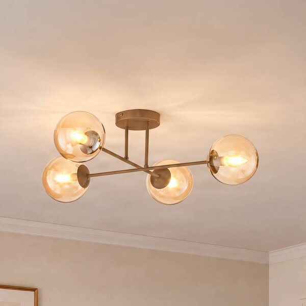 Plafoniera soffitto ROMA EMIBIG LIGHTING, dimmerabile, Crema / Ambra, Soggiorno / Sala da pranzo, Vetro, Moderno, Plafoniera