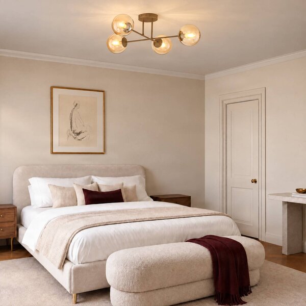 Plafoniera soffitto ROMA EMIBIG LIGHTING, dimmerabile, Crema / Ambra, Soggiorno / Sala da pranzo, Vetro, Moderno, Plafoniera