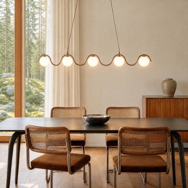 Lampada a sospensione SINUS EMIBIG LIGHTING, dimmerabile, Crema / Ambra, Soggiorno / Sala da pranzo, Metallo, Moderno, Lampada a sospensione