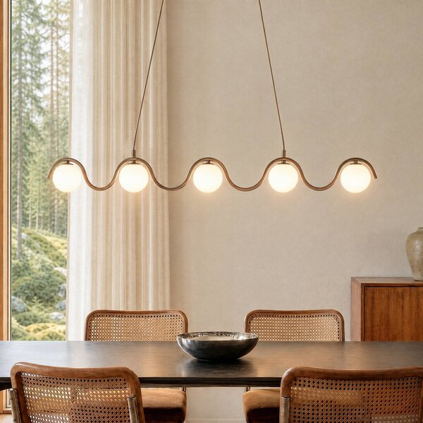 Lampada a sospensione SINUS EMIBIG LIGHTING, dimmerabile, Crema / Ambra, Soggiorno / Sala da pranzo, Metallo, Moderno, Lampada a sospensione