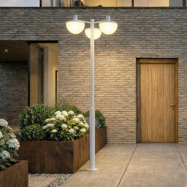 Lampada LED da esterno Lucande Toras, grigio chiaro, a 3 luci, CCT dimmerabile Toras Lucande,, Alluminio / Grigio / Zincato, Alluminio, Moderno