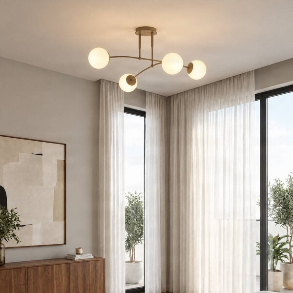Plafoniera soffitto Pregos EMIBIG LIGHTING, dimmerabile, Crema / Ambra, Soggiorno / Sala da pranzo, Metallo, Moderno, Plafoniera