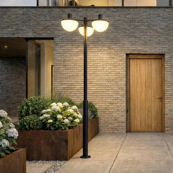 Lampada LED da esterno Lucande Toras, nera, a 3 luci, CCT dimmerabile Toras Lucande,, Nero, Alluminio, Moderno