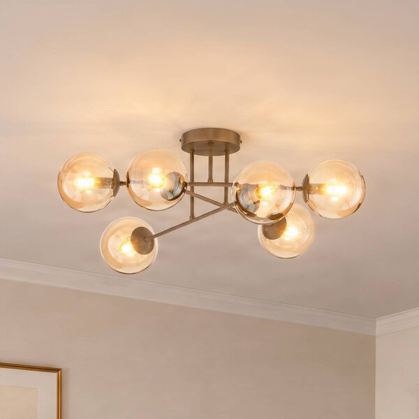 Plafoniera soffitto ROMA EMIBIG LIGHTING, dimmerabile, Crema / Ambra, Soggiorno / Sala da pranzo, Vetro, Moderno, Plafoniera