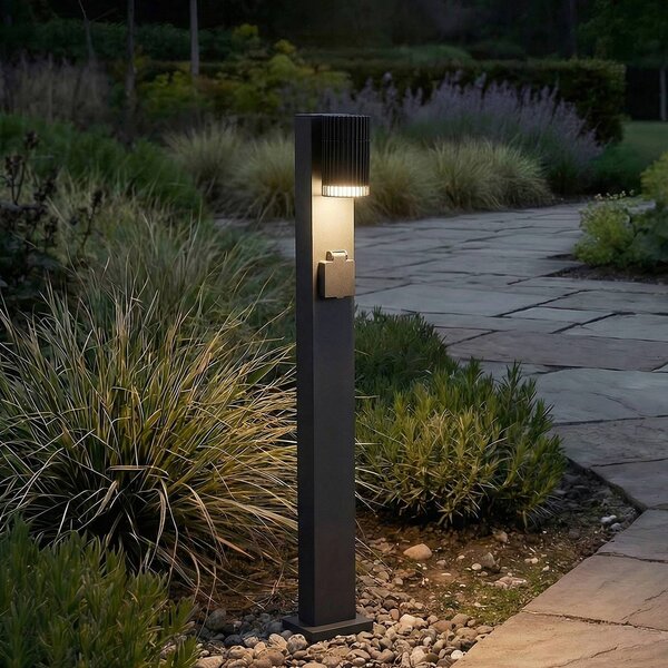 Lampioncino da giardino Enerio Lindby, dimmerabile, Nero, Alluminio, Moderno, Lampada da esterni