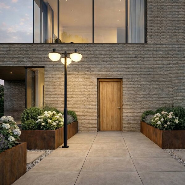 Lampada LED da esterno Lucande Toras, nera, a 3 luci, CCT dimmerabile Toras Lucande,, Nero, Alluminio, Moderno