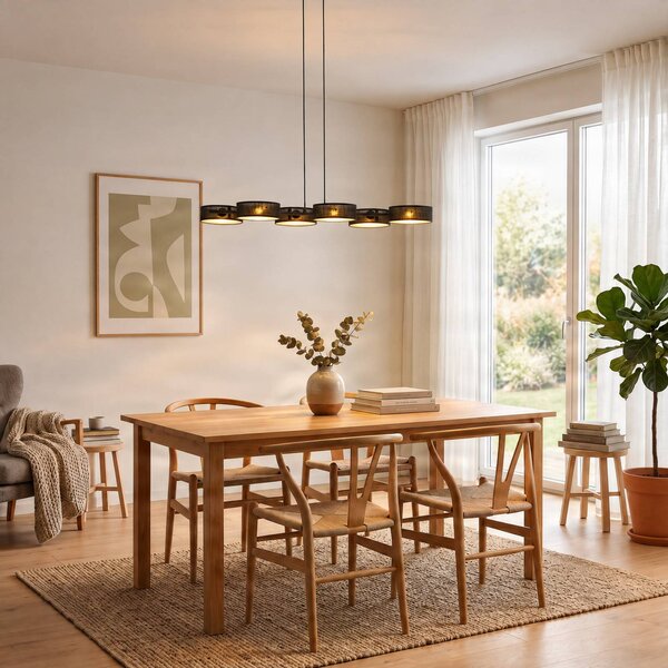 Lampada a sospensione DRUMZ EMIBIG LIGHTING, dimmerabile, Nero, Soggiorno / Sala da pranzo, Tessuto / Stoffa / Seta, Moderno, Lampada a sospensione