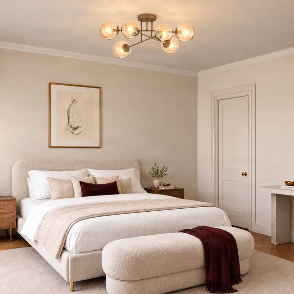 Plafoniera soffitto ROMA EMIBIG LIGHTING, dimmerabile, Crema / Ambra, Soggiorno / Sala da pranzo, Vetro, Moderno, Plafoniera