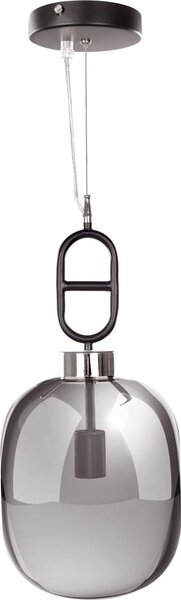 Lampada a sospensione Padiro, 25 x 25 x 150 cm - grigio e nero - vetro e metallo - paralume in vetro arrotondato