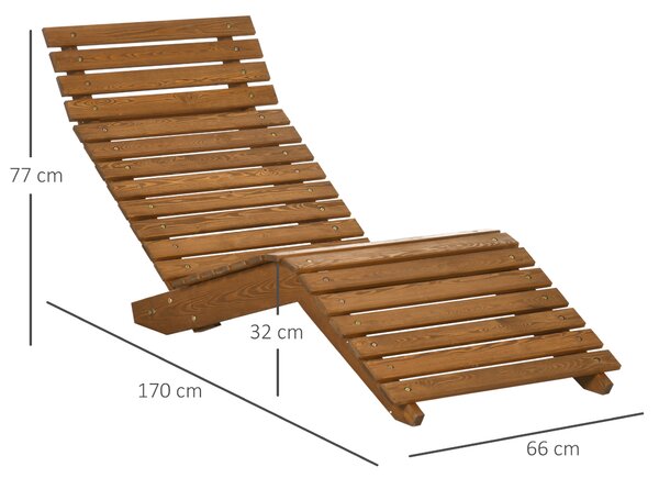 Outsunny Lettino da giardino, sdraio, legno massello, marrone, 66 x 170 x 77 cm | Aosom Italy