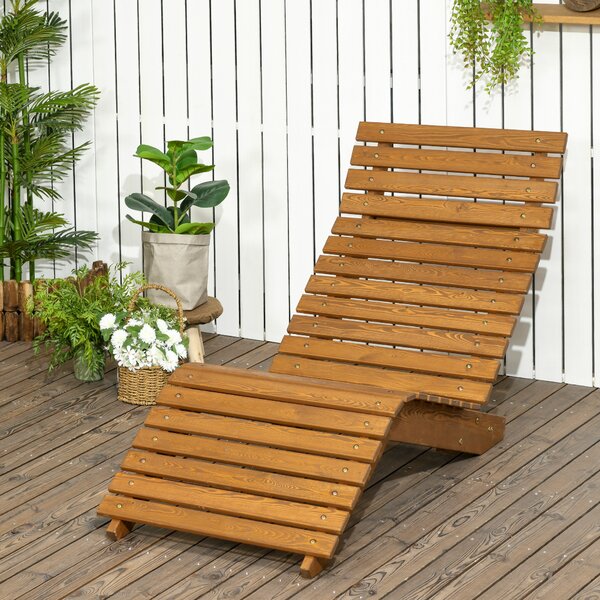 Outsunny Lettino da giardino, sdraio, legno massello, marrone, 66 x 170 x 77 cm | Aosom Italy