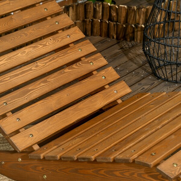 Outsunny Lettino da giardino, sdraio, legno massello, marrone, 66 x 170 x 77 cm | Aosom Italy