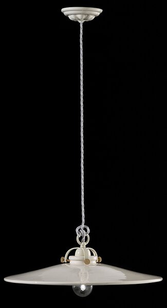 Lampadario Industrial Minimal B&W Metallo Smaltato Bianco 1 Luce E27 42Cm