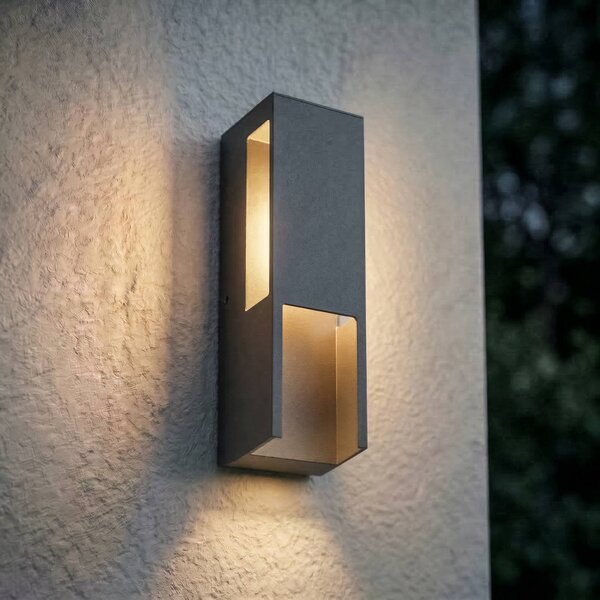 Applique da esterni a LED Enyra Lindby, Nero, Alluminio, Moderno, Applique LED da esterni