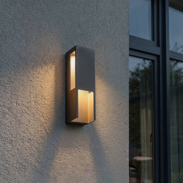 Applique da esterni a LED Enyra Lindby, Nero, Alluminio, Moderno, Applique LED da esterni
