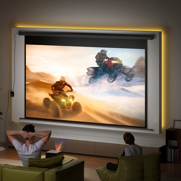 HOMCOM Telo per Proiettore 120" 16:9 Motorizzato con Telecomando, Fissaggio a Muro e Soffitto, Nero | Aosom Italy