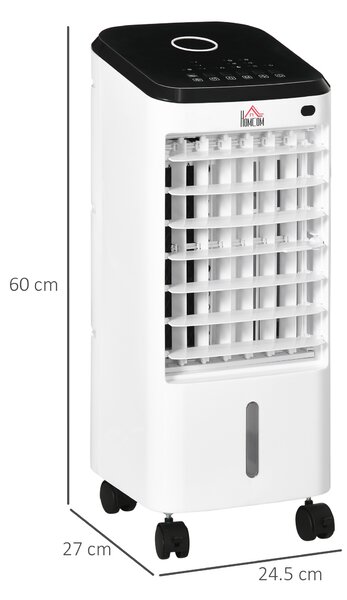 HOMCOM Raffrescatore Evaporativo 3 in 1, Ventilatore, Umidificatore con Ghiaccio e Deumidificatore, Bianco | Aosom Italy