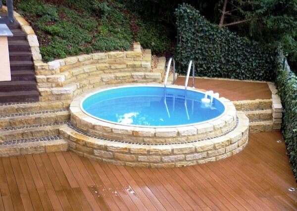 Piscina rotonda IBIZA STARTER SET 500 x 120 cm | liner interno 0,8 mm sabbia | corrimano sabbia EASY CHANGE