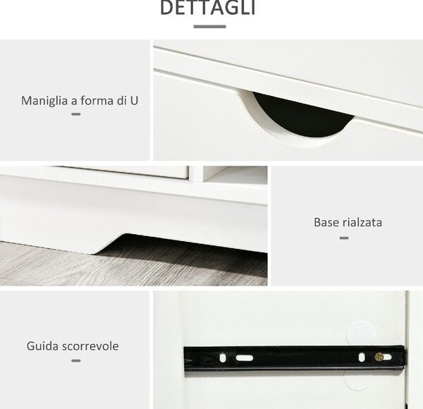 DecHome Panca Scarpiera 2 Ripiani 2 Cassetti Dimensioni 80.5x30.5x43.5 cm colore Bianco