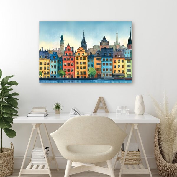 Quadro su tela – Città storica sul fiume