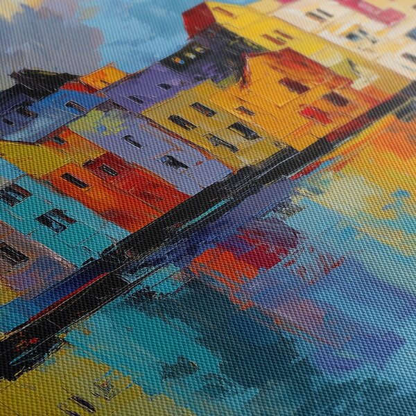 Quadro su tela – Case colorate sul fiume