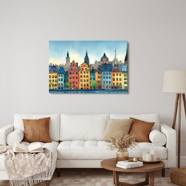 Quadro su tela – Città storica sul fiume
