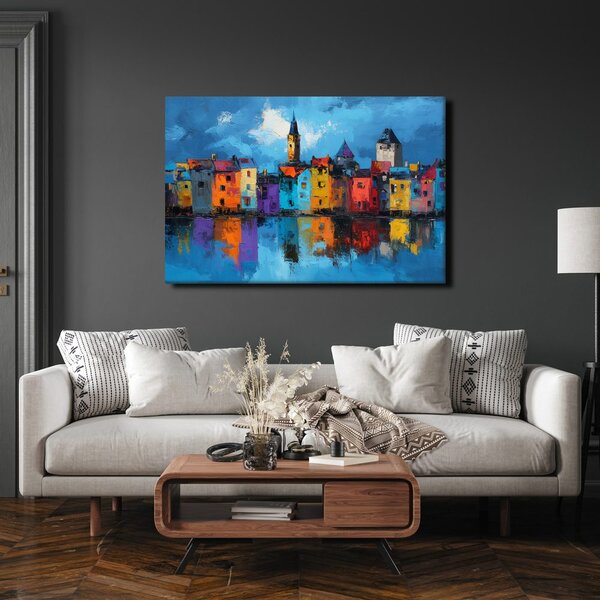 Quadro su tela – Panorama urbano colorato