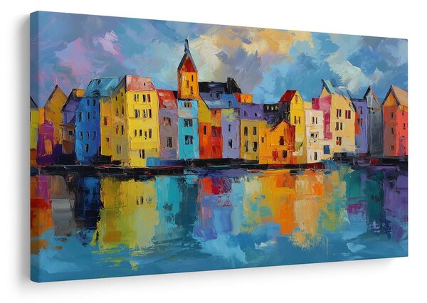 Quadro su tela – Case colorate sul fiume