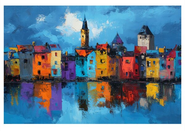 Quadro su tela – Panorama urbano colorato