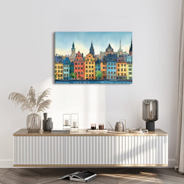 Quadro su tela – Città storica sul fiume