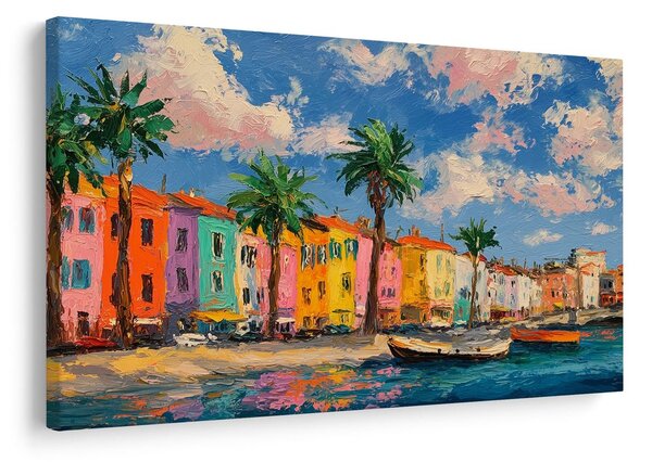 Quadro su tela – Case colorate sulla costa