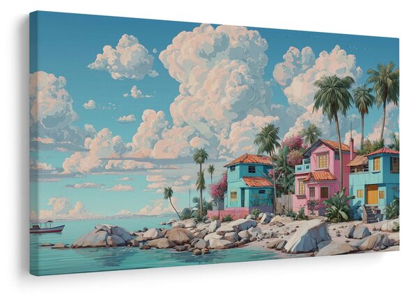 Quadro su tela – Idillio caraibico con palme