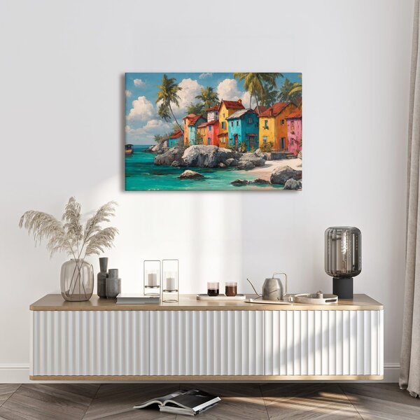 Quadro su tela – Fascino del villaggio caraibico