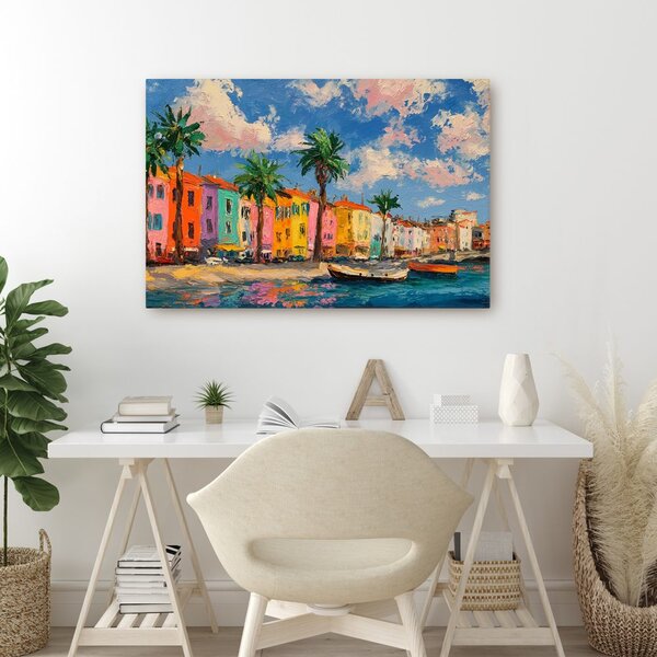 Quadro su tela – Case colorate sulla costa