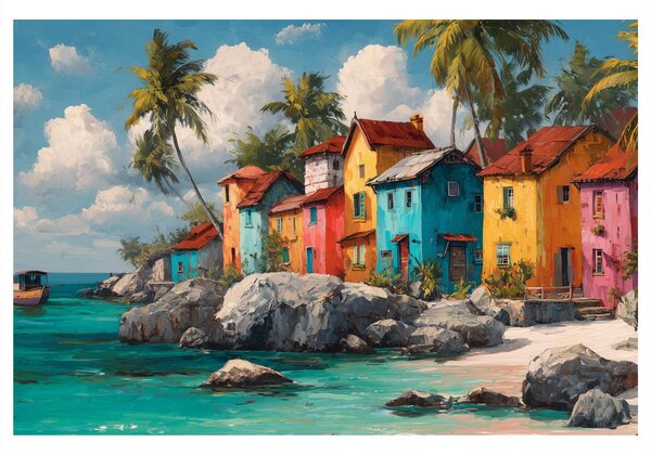 Quadro su tela – Fascino del villaggio caraibico