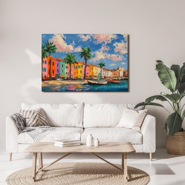 Quadro su tela – Case colorate sulla costa