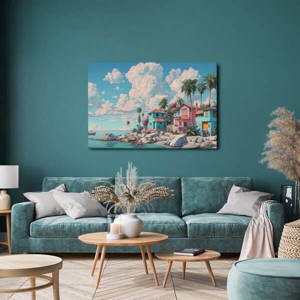 Quadro su tela – Idillio caraibico con palme