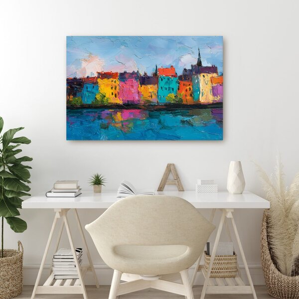 Quadro su tela – Case variopinte sul fiume