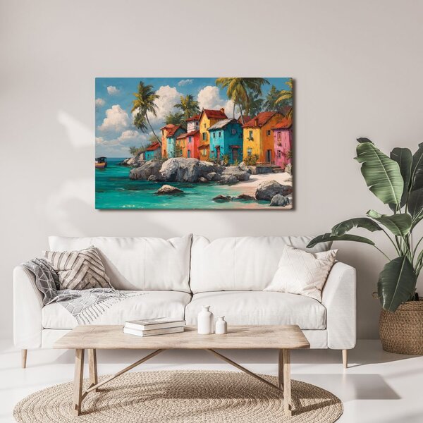 Quadro su tela – Fascino del villaggio caraibico