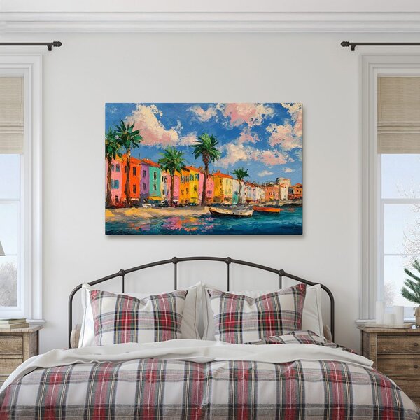 Quadro su tela – Case colorate sulla costa