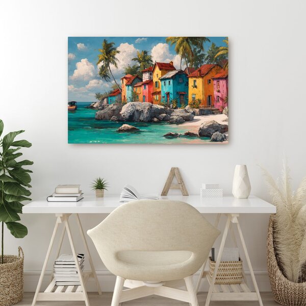 Quadro su tela – Fascino del villaggio caraibico