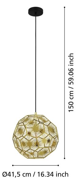 EGLO Lampada a sospensione Skoura, dimmerabile, Ottone / Oro, Soggiorno / Sala da pranzo, Metallo, Moderno, Lampada a sospensione