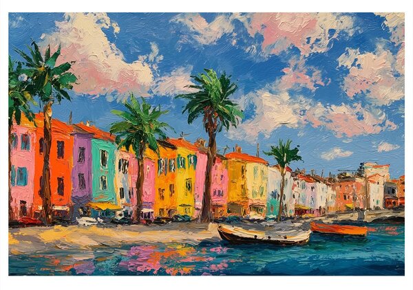 Quadro su tela – Case colorate sulla costa